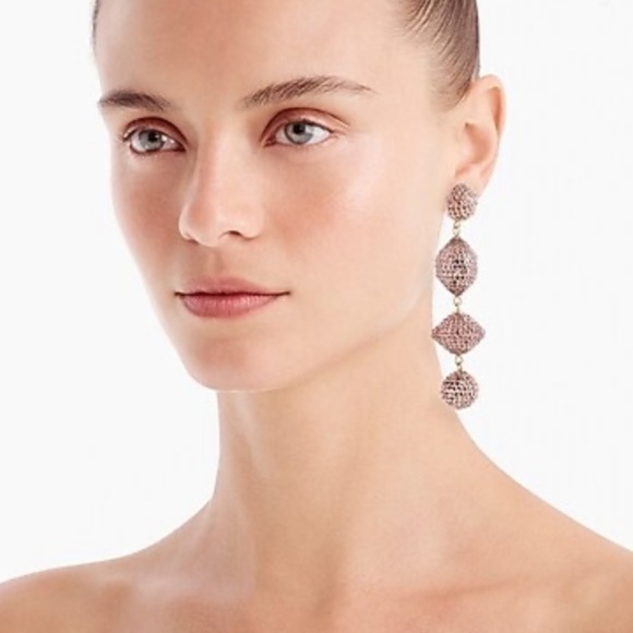 J CREW NWT Rose Gold Pave Statement Earrings - Picture 5 of 5